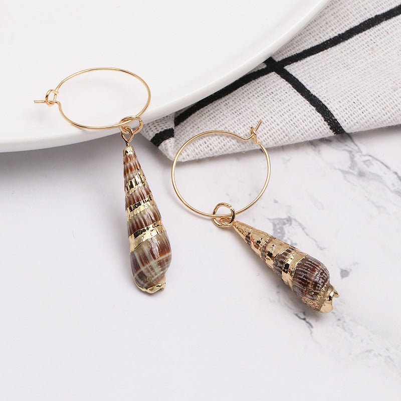 Fashion shell earrings geometric Haiyang wind earrings fashion popular shell earrings-Jewearrings