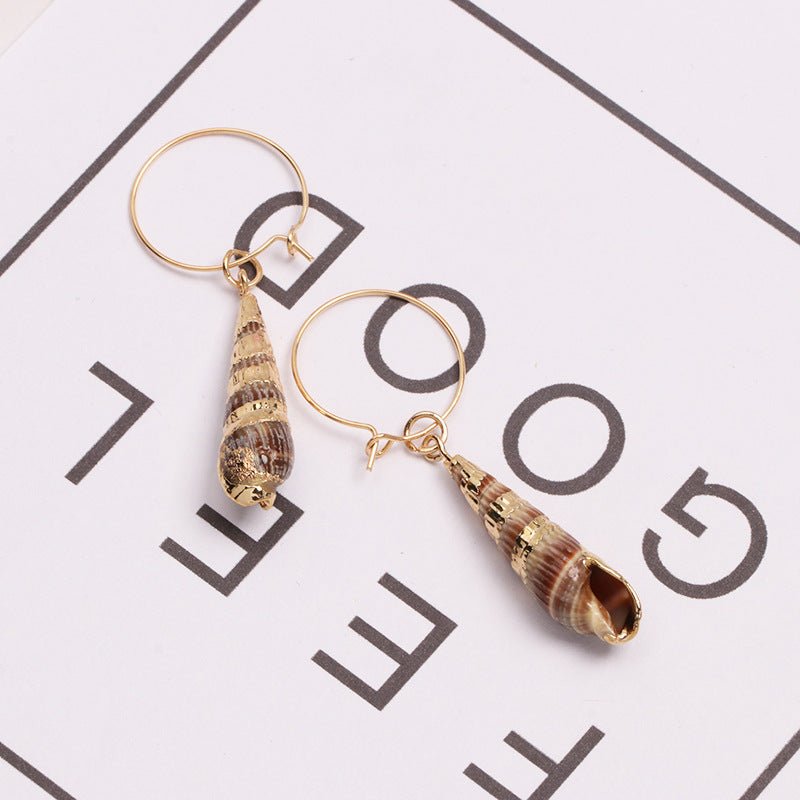 Fashion shell earrings geometric Haiyang wind earrings fashion popular shell earrings-Jewearrings