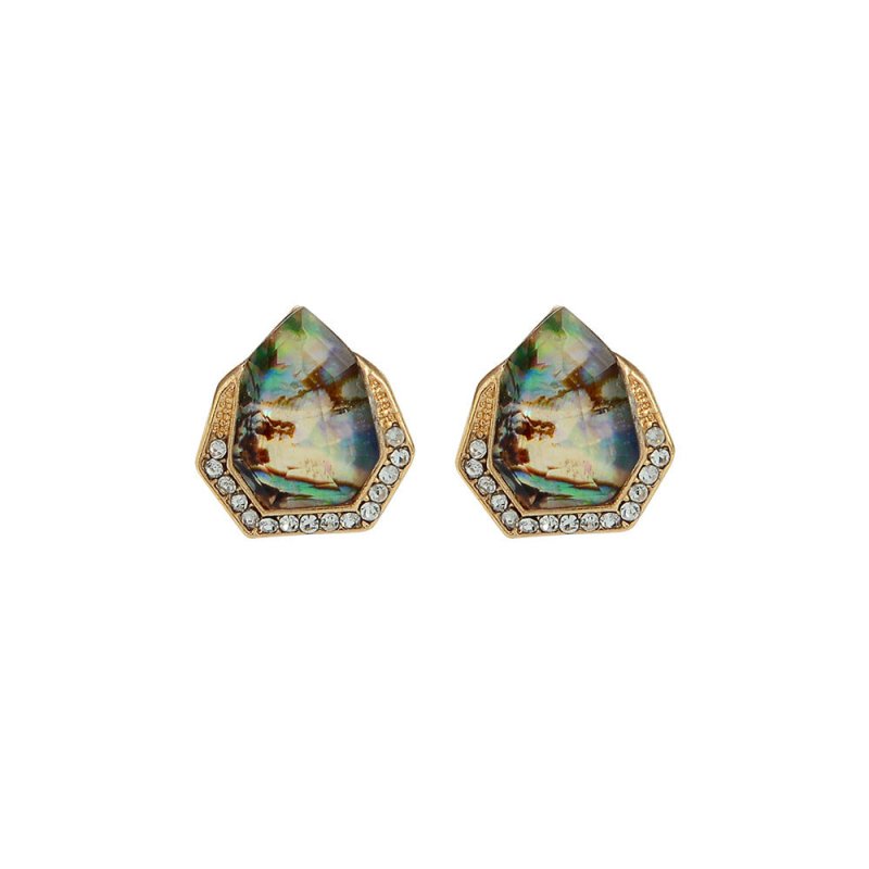 Fashion Shell Resin Full Rhinestone Earrings-Jewearrings