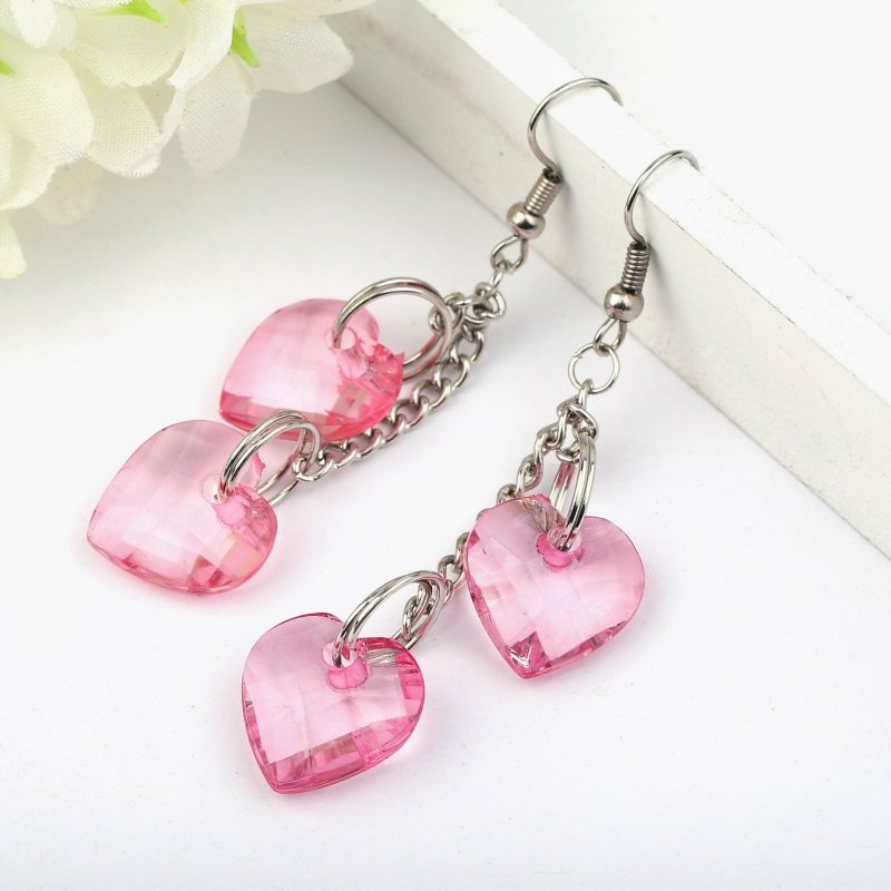 Fashion Silver-color Crystal Heart Zircon CZ Drop Earrings For Women Fashion Luxury Long Dangle Earrings Jewelry-Jewearrings