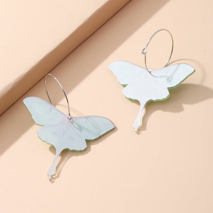 Fashion Simple Acrylic Green Butterfly Moth Earrings-Jewearrings