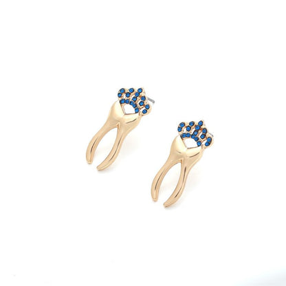 Fashion Simple Alloy Diamond Crown Tooth Stud Earrings-Jewearrings