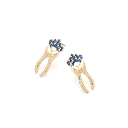 Fashion Simple Alloy Diamond Crown Tooth Stud Earrings-Jewearrings