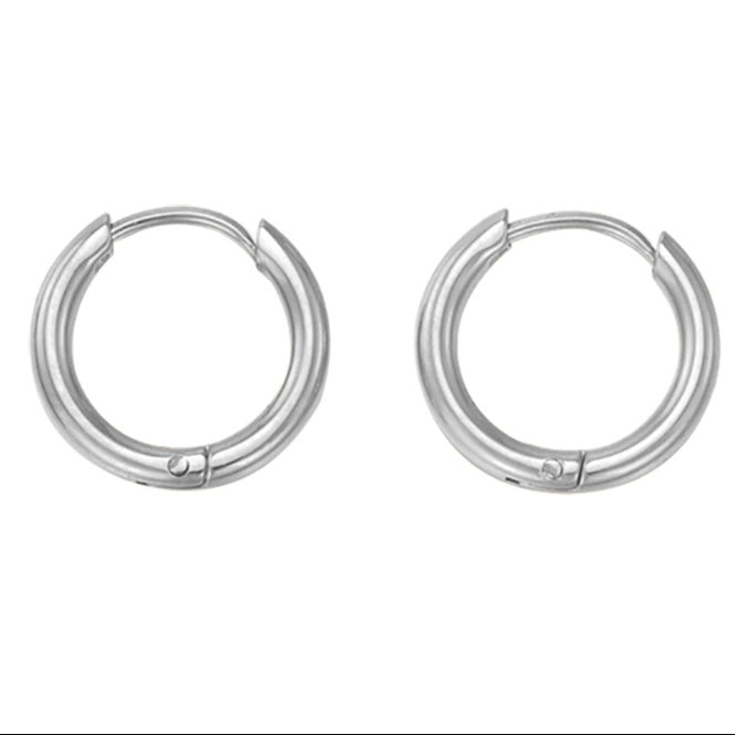 Fashion Simple Gold Plated Hoop Stainless Steel Earrings-Jewearrings