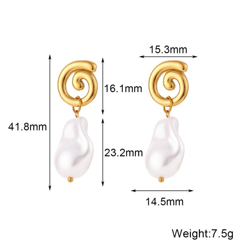 Fashion Simple Jewelry Women's Artificial Baroque Pearl Cyclone Shape Earrings Eardrops-Jewearrings