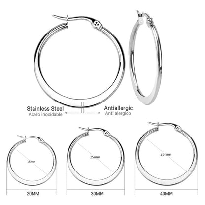 Fashion Simple Round Geometric Stainless Steel Love Heart Hoop Earrings-Jewearrings