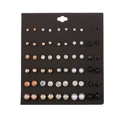 Fashion Size Pearl Diamond Crystal Set Earrings 30 Pairs Of Popular Earrings-Jewearrings