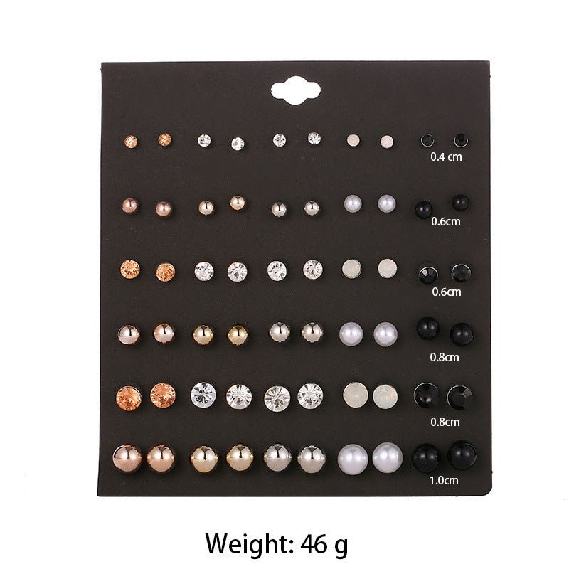 Fashion Size Pearl Diamond Crystal Set Earrings 30 Pairs Of Popular Earrings-Jewearrings