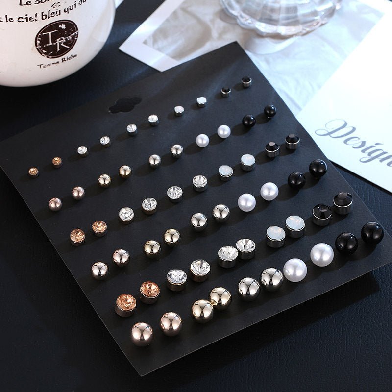 Fashion Size Pearl Diamond Crystal Set Earrings 30 Pairs Of Popular Earrings-Jewearrings