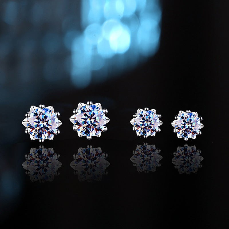 Fashion Snowflake Moissan Diamond Stud Earrings-Jewearrings