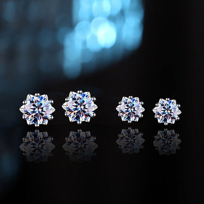 Fashion Snowflake Moissan Diamond Stud Earrings-Jewearrings