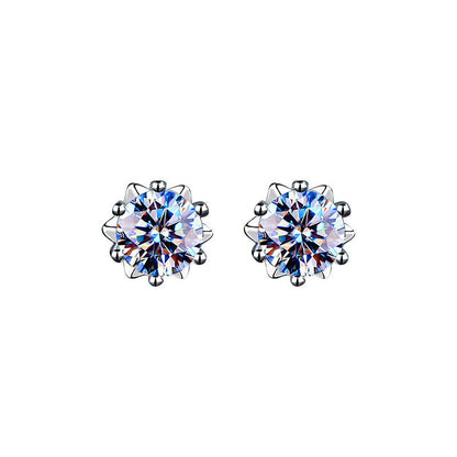 Fashion Snowflake Moissan Diamond Stud Earrings-Jewearrings