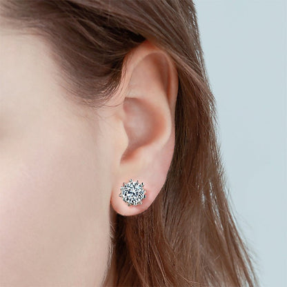 Fashion Snowflake Moissan Diamond Stud Earrings-Jewearrings