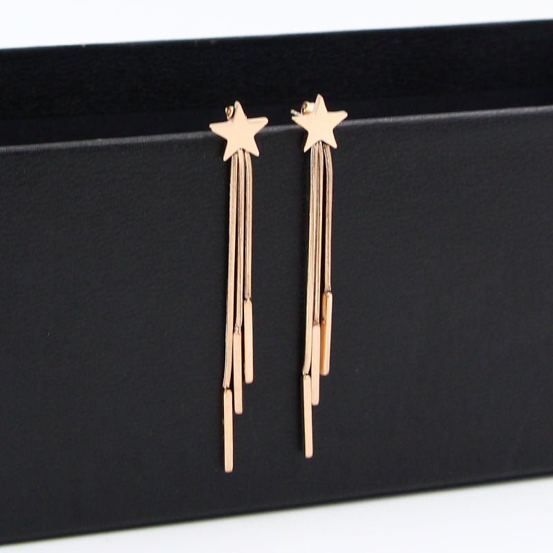 Fashion Square Fringed Rose Gold Female Earrings-Jewearrings