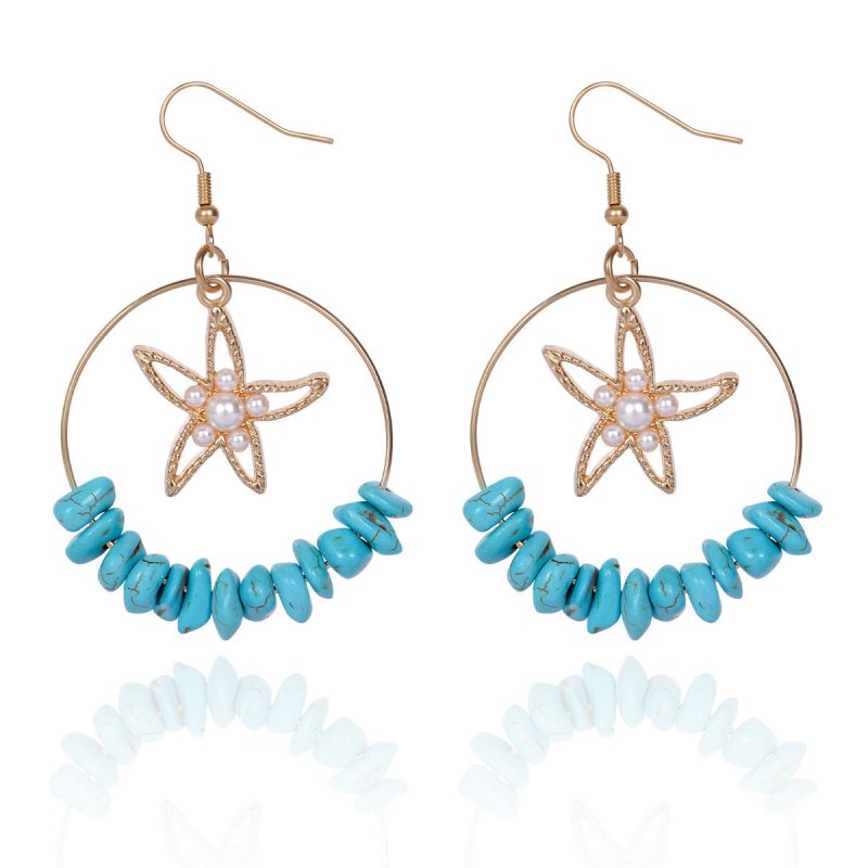 Fashion Style Popular Ocean Vacation Style Starfish Shell Earrings-Jewearrings