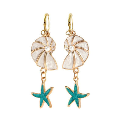 Fashion Style Popular Ocean Vacation Style Starfish Shell Earrings-Jewearrings