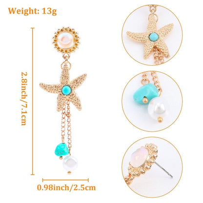 Fashion Style Popular Ocean Vacation Style Starfish Shell Earrings-Jewearrings