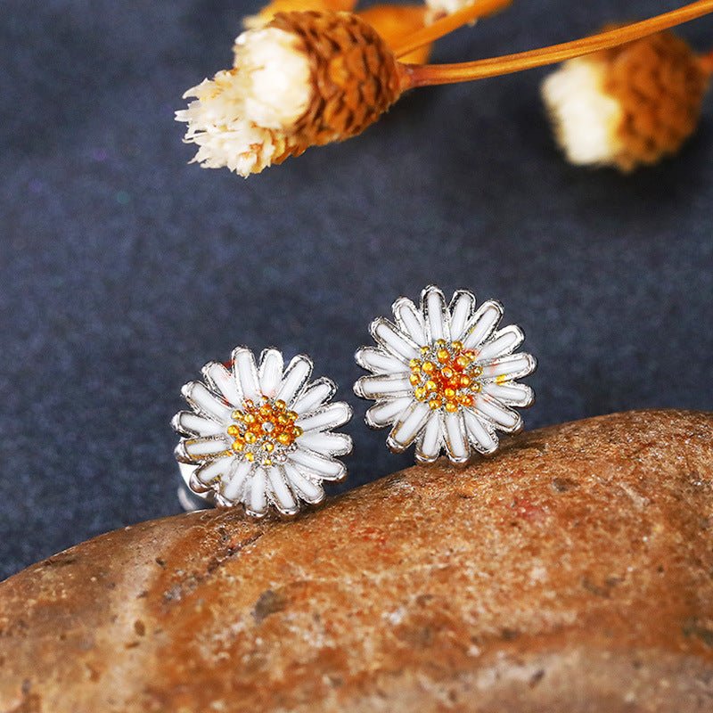 Fashion Sunflower Daisy Flower Stud Earrings-Jewearrings