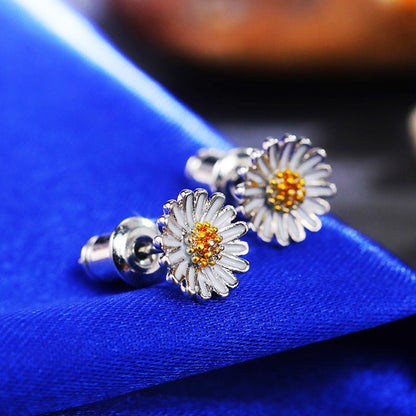 Fashion Sunflower Daisy Flower Stud Earrings-Jewearrings