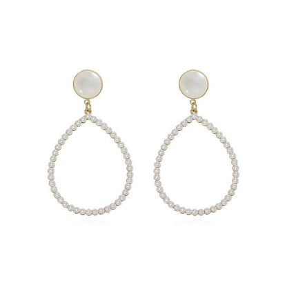 Fashion temperament love drop pearl earrings exaggerated cold wind shell texture earrings net red earrings-Jewearrings