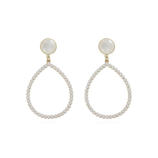 Fashion temperament love drop pearl earrings exaggerated cold wind shell texture earrings net red earrings-Jewearrings