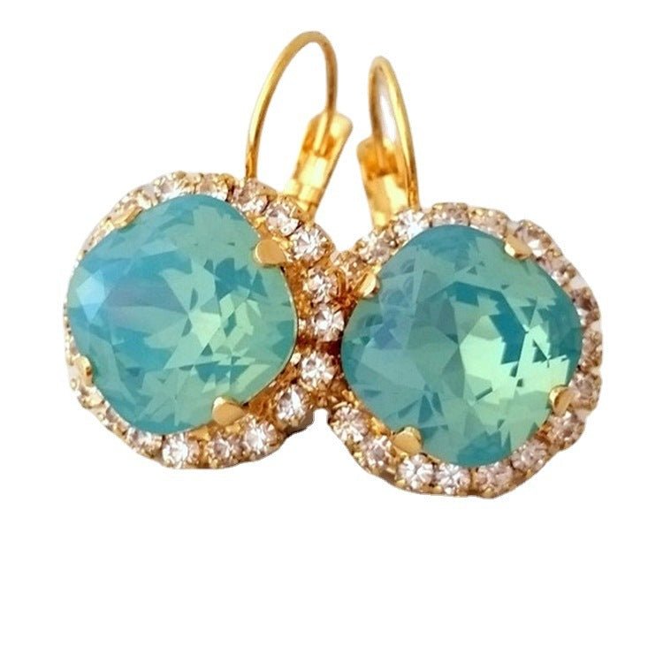 Fashion Temperament Rhinestone Blue Zircon Ladies Earrings-Jewearrings