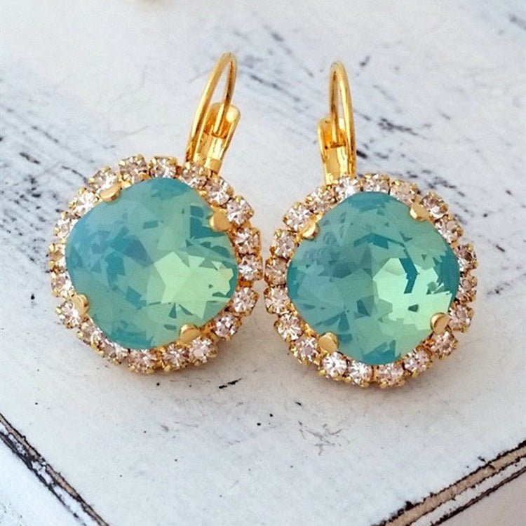 Fashion Temperament Rhinestone Blue Zircon Ladies Earrings-Jewearrings