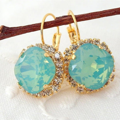 Fashion Temperament Rhinestone Blue Zircon Ladies Earrings-Jewearrings