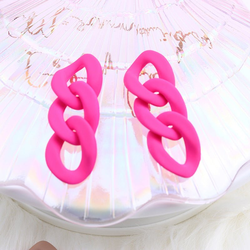 Fashion Three-piece Chain Stud Earrings Simple Personality Acrylic-Jewearrings