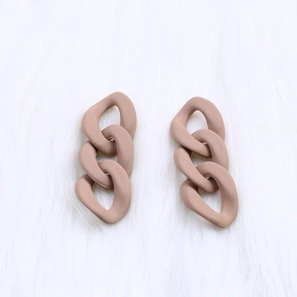 Fashion Three-piece Chain Stud Earrings Simple Personality Acrylic-Jewearrings