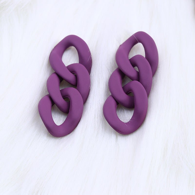 Fashion Three-piece Chain Stud Earrings Simple Personality Acrylic-Jewearrings