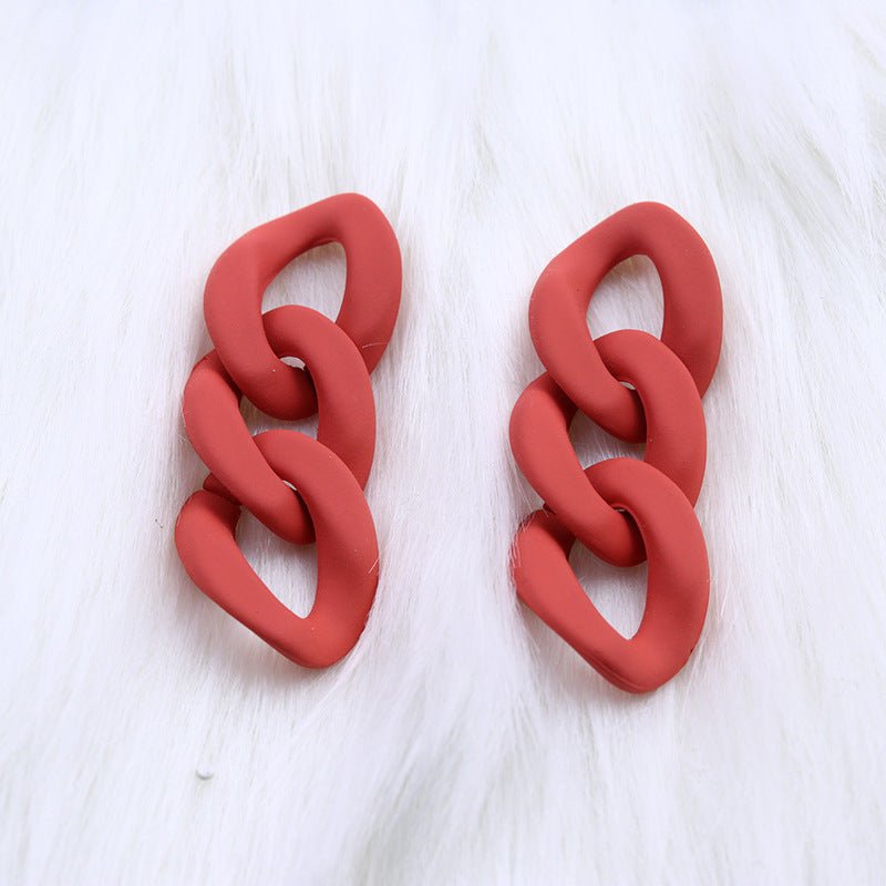 Fashion Three-piece Chain Stud Earrings Simple Personality Acrylic-Jewearrings