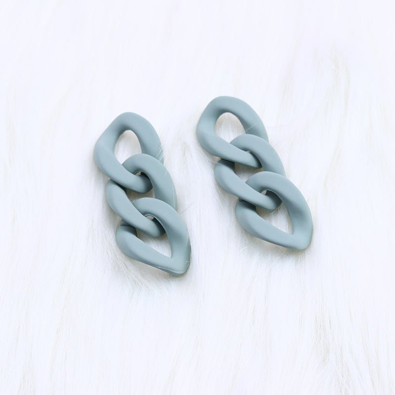 Fashion Three-piece Chain Stud Earrings Simple Personality Acrylic-Jewearrings