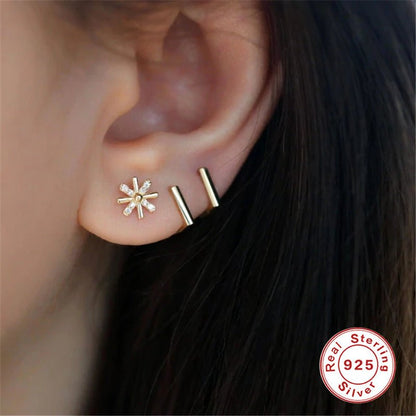 Fashion Twin Earrings Ear Clip Stud Flower Love Three-piece Set-Jewearrings