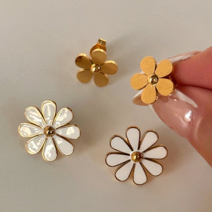 Fashion White Flower Earrings-Jewearrings