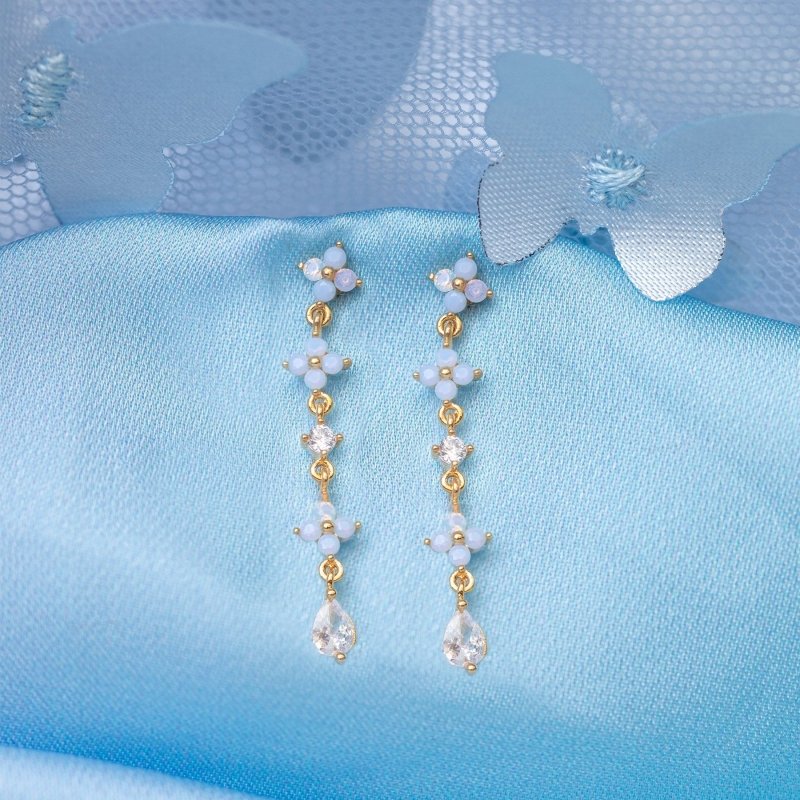 Fashion Women's Cute Blue Flower Earrings-Jewearrings