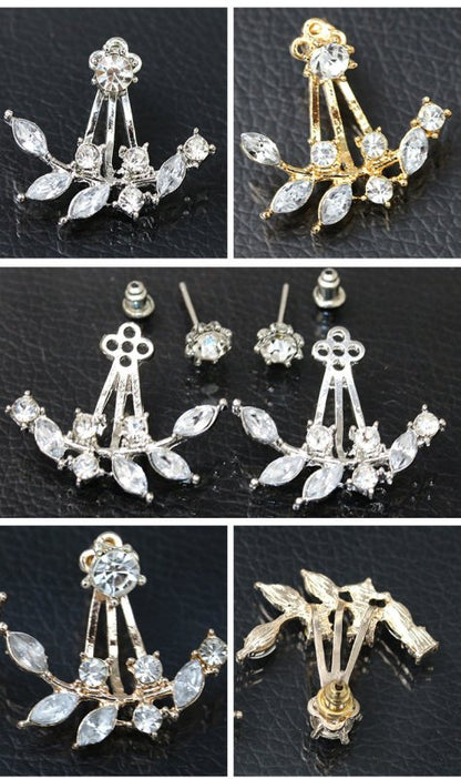 Fashion Women's Diamond-studded Crystal Leaf Earrings-Jewearrings