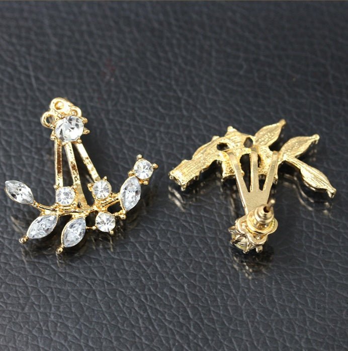 Fashion Women's Diamond-studded Crystal Leaf Earrings-Jewearrings