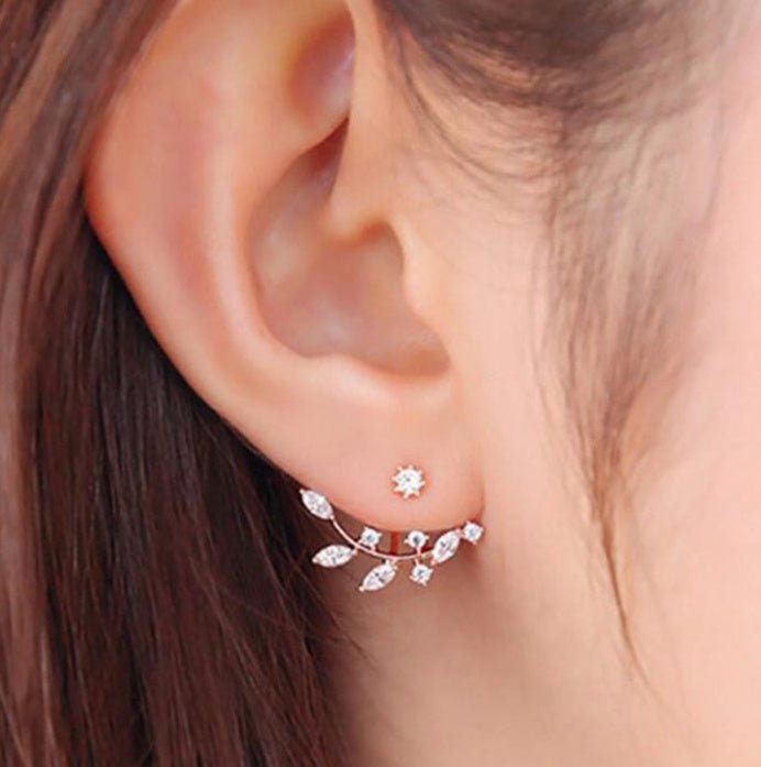 Fashion Women's Diamond-studded Crystal Leaf Earrings-Jewearrings