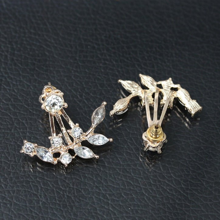 Fashion Women's Diamond-studded Crystal Leaf Earrings-Jewearrings