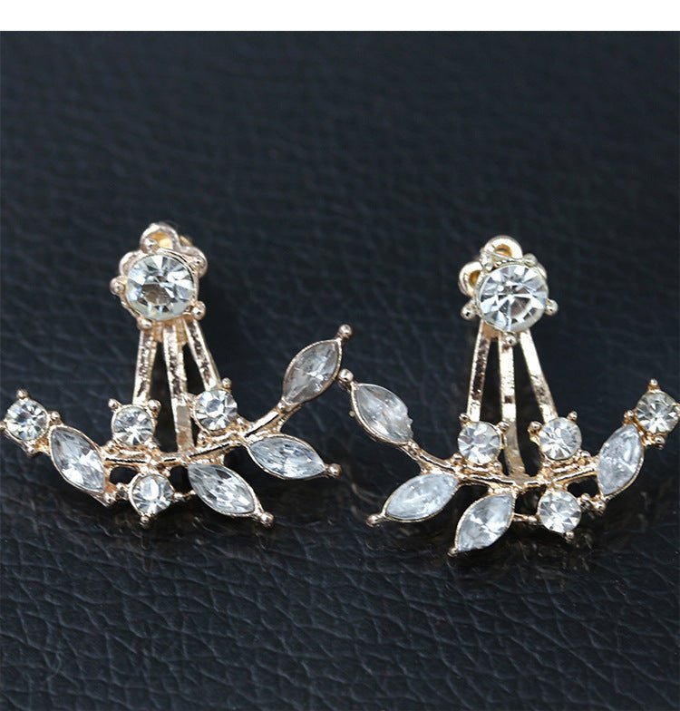 Fashion Women's Diamond-studded Crystal Leaf Earrings-Jewearrings