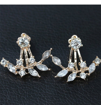 Fashion Women's Diamond-studded Crystal Leaf Earrings-Jewearrings