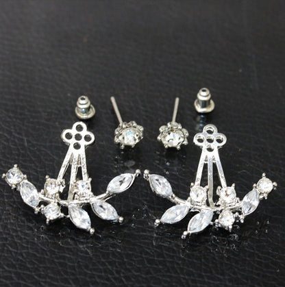 Fashion Women's Diamond-studded Crystal Leaf Earrings-Jewearrings