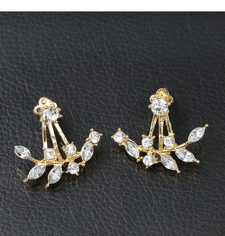 Fashion Women's Diamond-studded Crystal Leaf Earrings-Jewearrings