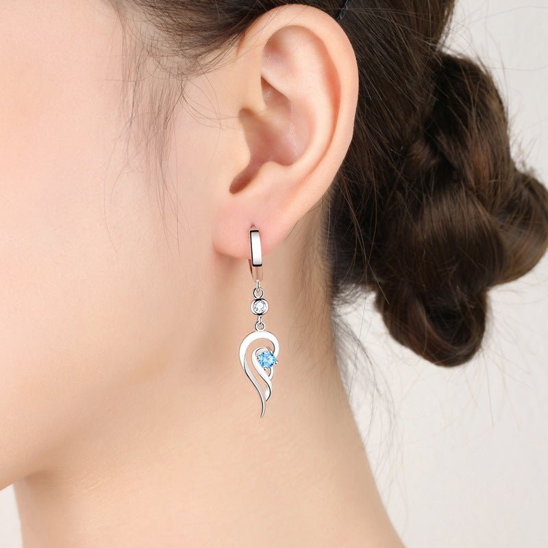 Fashion Women's Long Sterling Silver Wing Earrings-Jewearrings