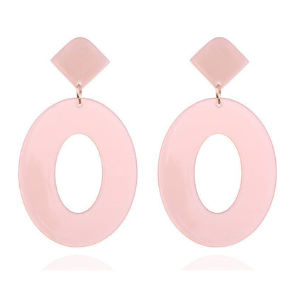 Fashion ZA Jewelry Acrylic Resin Oval Dangle Earrings For Women Geometry Big Circle Tortoiseshell Earrings Acetate Brincos-Jewearrings