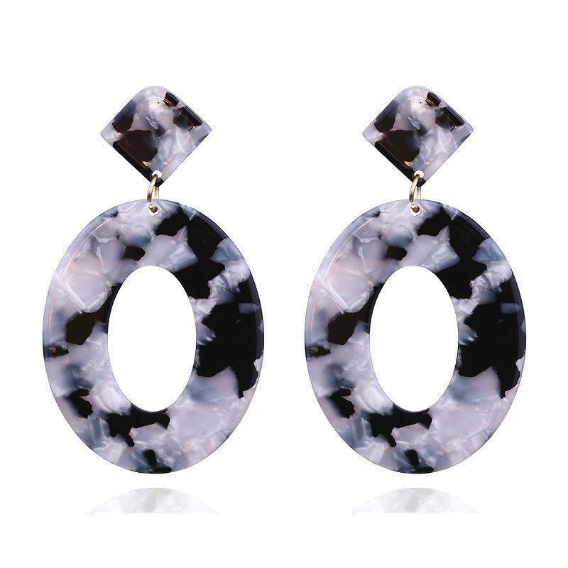 Fashion ZA Jewelry Acrylic Resin Oval Dangle Earrings For Women Geometry Big Circle Tortoiseshell Earrings Acetate Brincos-Jewearrings