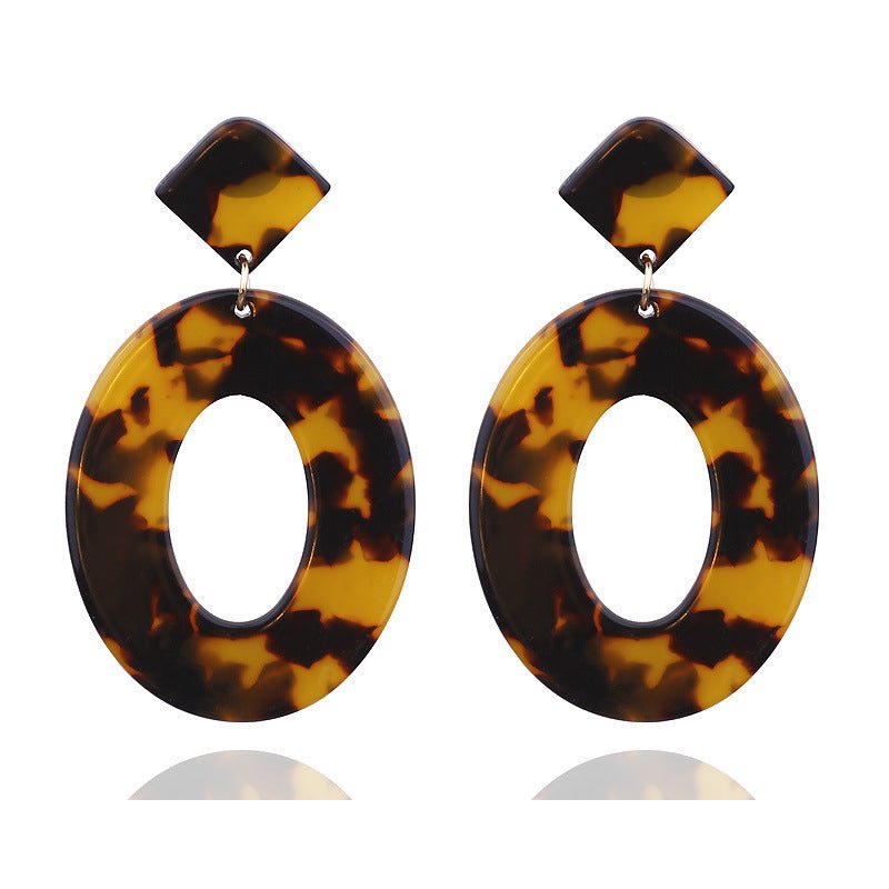 Fashion ZA Jewelry Acrylic Resin Oval Dangle Earrings For Women Geometry Big Circle Tortoiseshell Earrings Acetate Brincos-Jewearrings