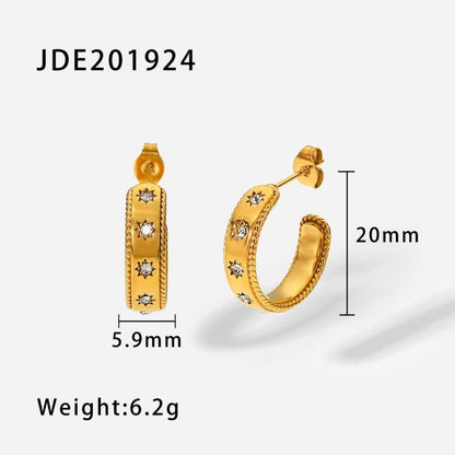 Fashionable 18K Gold Star Zirconia Earrings-Jewearrings