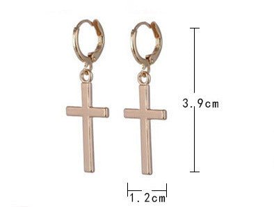 Fashionable And Simple Alloy Plating Cross Gold Individually Wrapped Earrings-Jewearrings